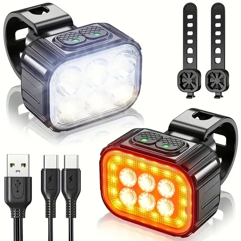 Bicycle lights, rechargeable bicycle light set super bright, night cycling/safe cycling bicycle lights