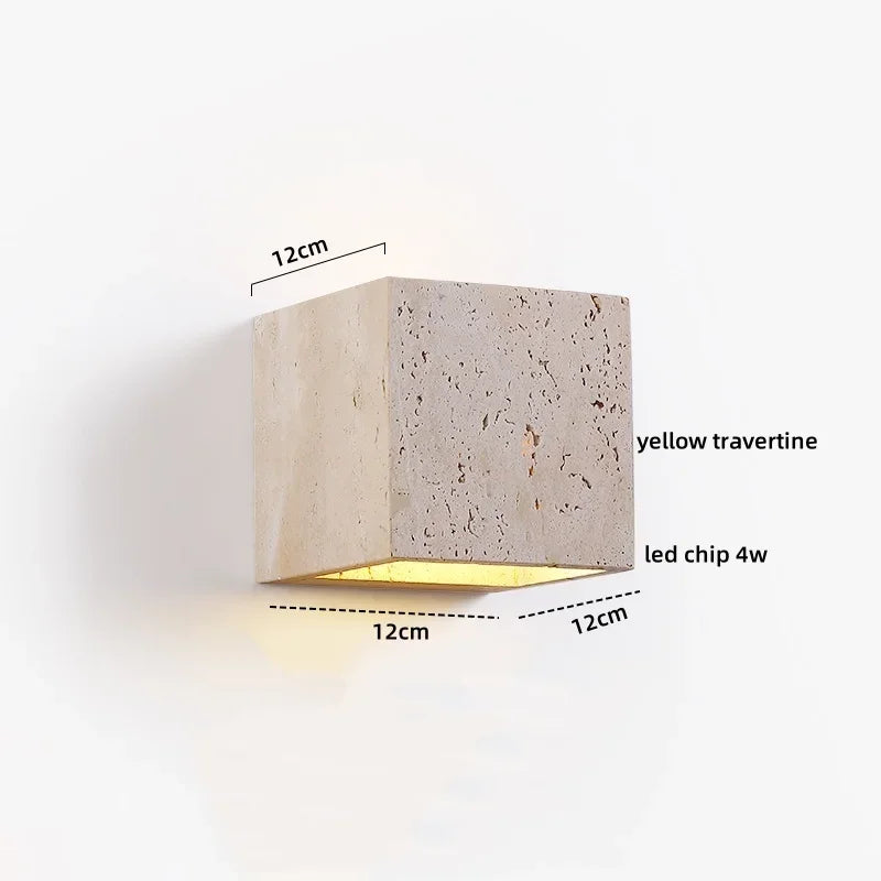 Japanese Wabi-Sabi Style Cave Stone Wall Lamp - Handcrafted Square Yellow Ambient Lighting for Corridor,Decorative Stone Light