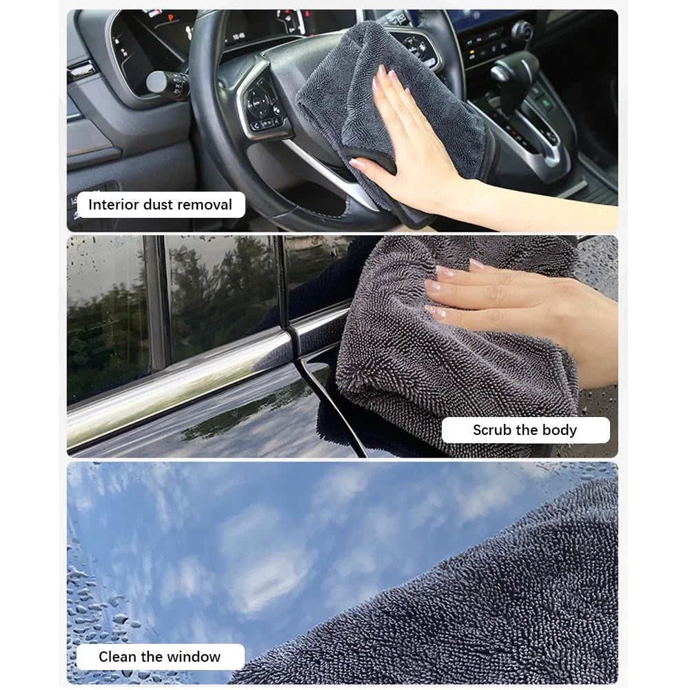 Car Wash Towel 1200GSM Microfiber Double-Sided Ultra Absorbent Car Wash Cloth Cleaning Drying Towel Washing Accessories