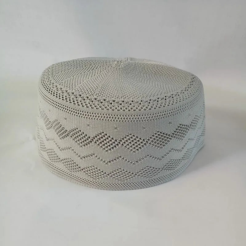 Free Shipping Muslim Caps For Men Colthing Crochet Knit Hat Turkey Kufi Islamic Kippah Jewish Turban White Cotton Mesh 0758