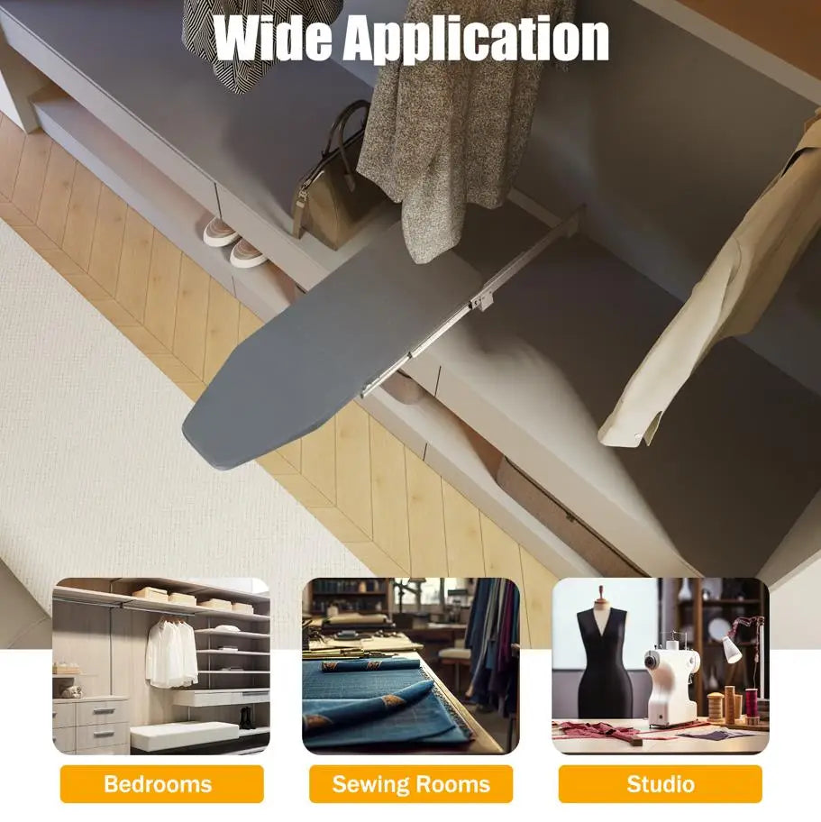 Foldable Ironing Board, Cabinet Mount, Push-Pull Sturdy Metal Frame  80x29.5cm / 31.5x11.6in (Gray)