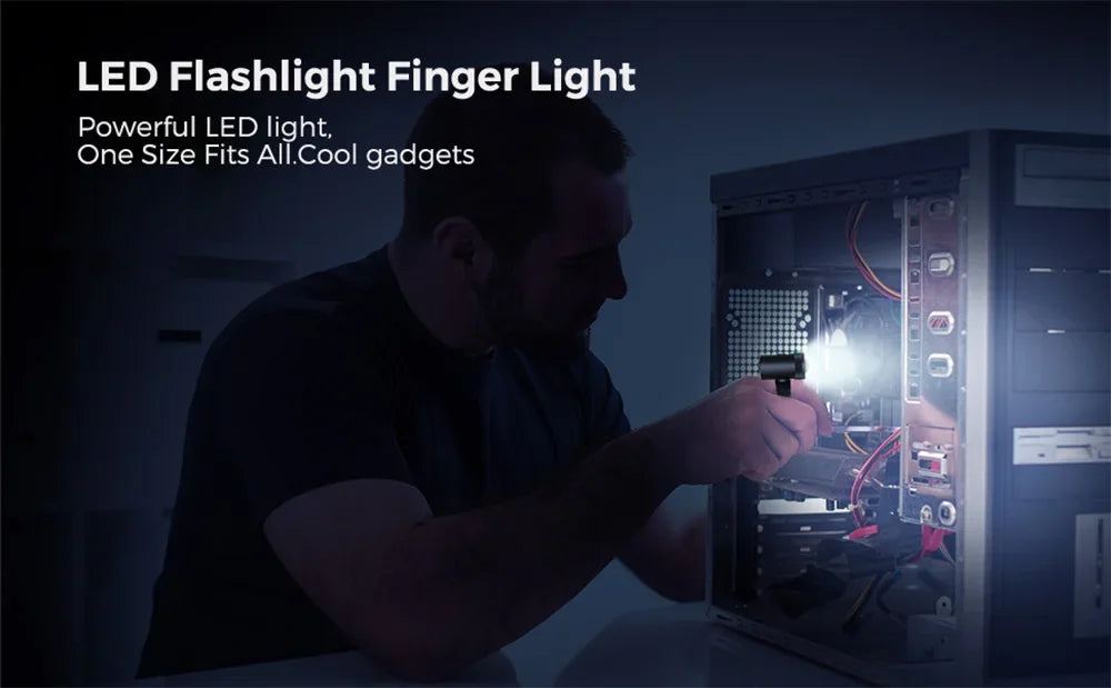 Flashlight Finger Light USB C Charge LED 360 Rotate Adjustable Ring Size Gadget Tool Good Bright Sport Night Fishing Glove Lamp