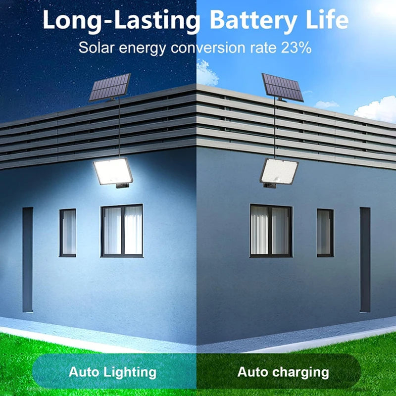 Outdoor Solar Motion Sensor Lights 400LED with Remote Control Flood Wall Lamp IP65 Waterproof Solar Powered Security Spot Lights
