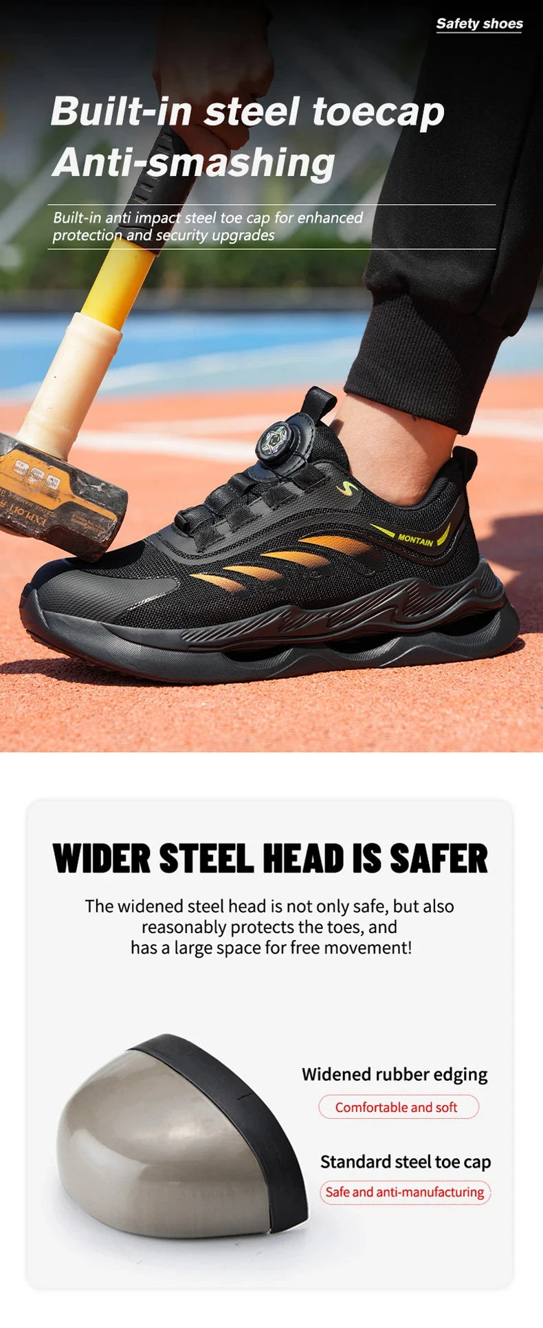 Steel Toe Work Shoes for Men Lightweight Breathable Work Sneakers  Indestructible Anti-Smash Anti-Puncture Safety Shoes Man