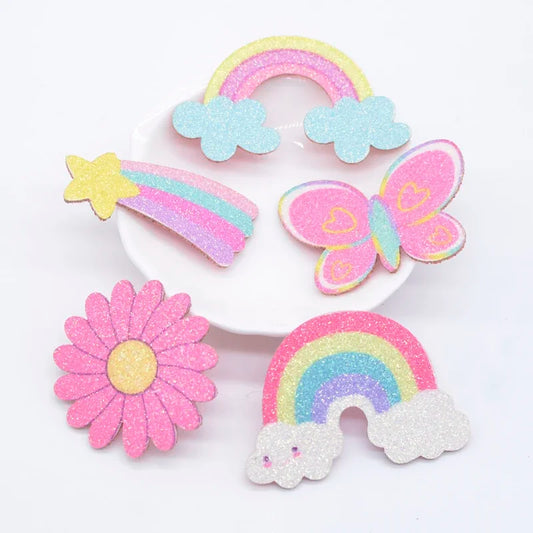 10Pcs Glitter Print Appliques Meteor