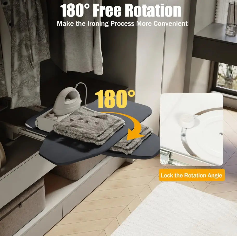 Foldable Ironing Board, Cabinet Mount, Push-Pull Sturdy Metal Frame  80x29.5cm / 31.5x11.6in (Gray)