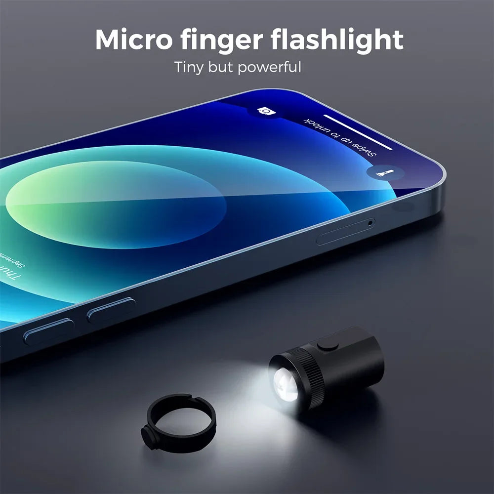 Flashlight Finger Light USB C Charge LED 360 Rotate Adjustable Ring Size Gadget Tool Good Bright Sport Night Fishing Glove Lamp