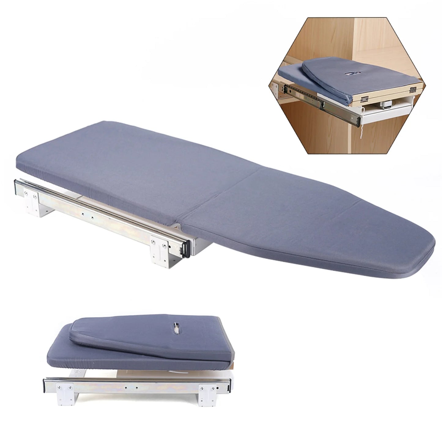 Foldable Ironing Board, Cabinet Mount, Push-Pull Sturdy Metal Frame  80x29.5cm / 31.5x11.6in (Gray)