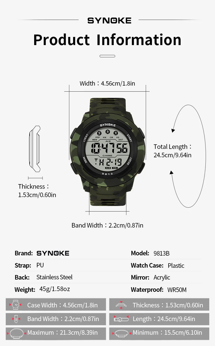 Retro Watch Men Outdoor Sports Multifunctional Waterproof Large Screen Display Luminous LED Digital For Men Fashion