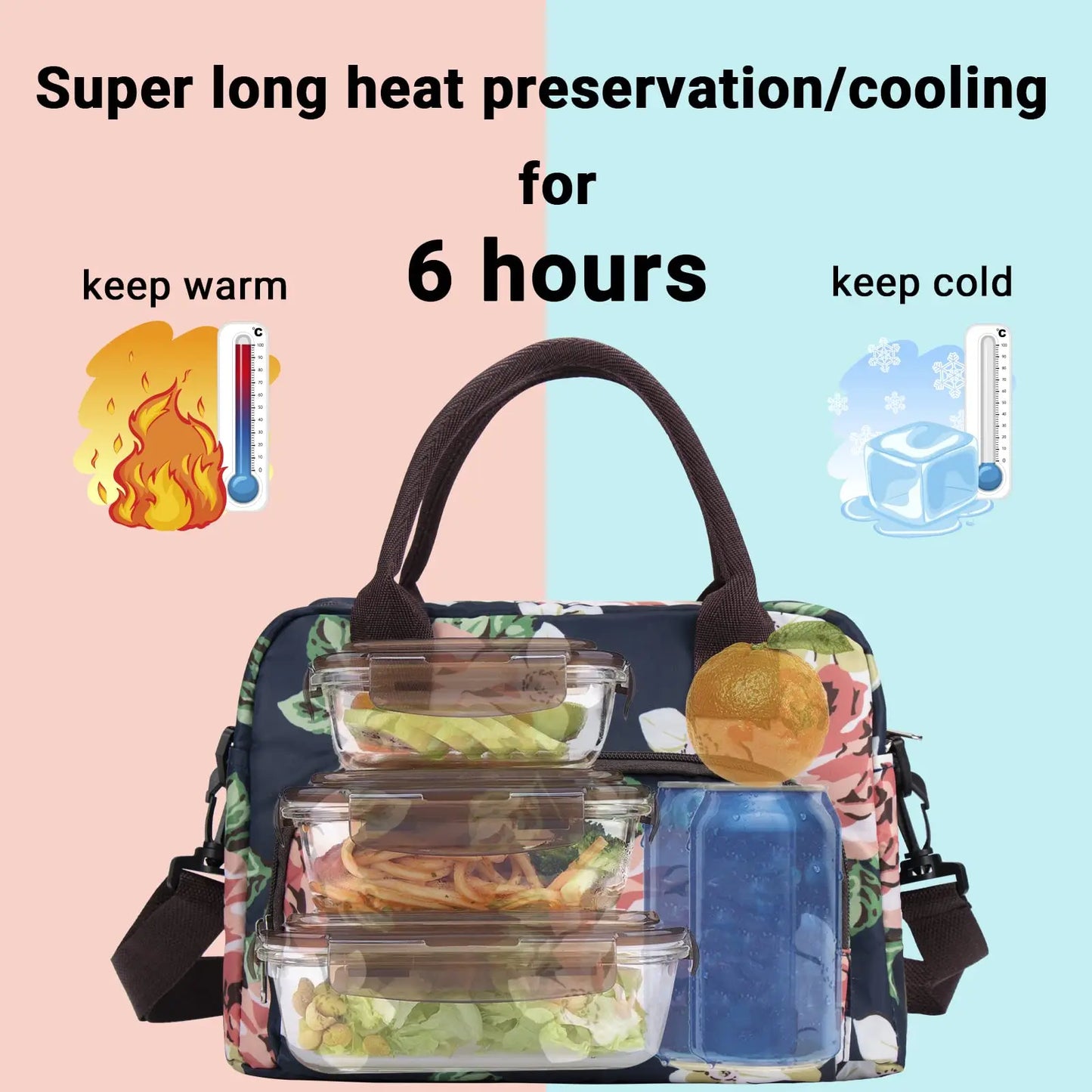 Leopard Lunch Box Insulated Camping Bag With Detachable Shoulder Strap Large Thermal Bag Organizer For Adults Work Picnic