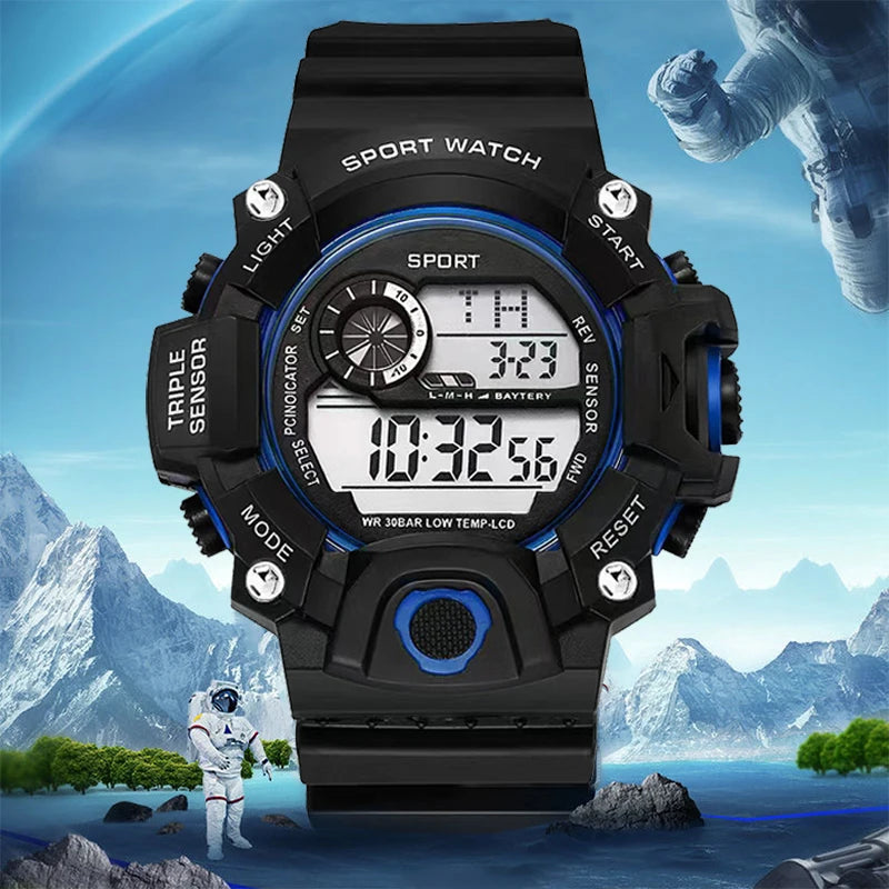 Men's Watch Digital Sports LED Backlight Electronic Watch Multi-function Alarm Date Chronograph Men's Outdoor Sports Clock The m