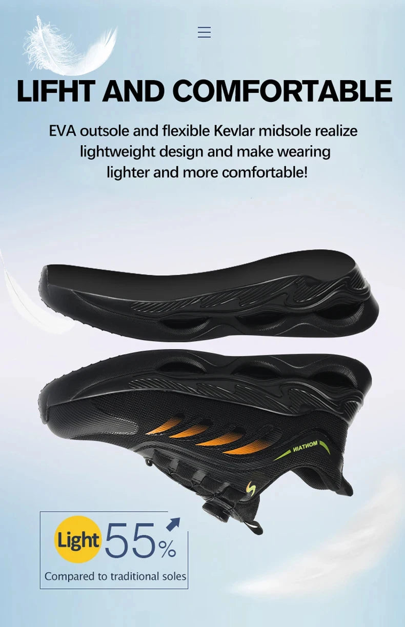 Steel Toe Work Shoes for Men Lightweight Breathable Work Sneakers  Indestructible Anti-Smash Anti-Puncture Safety Shoes Man