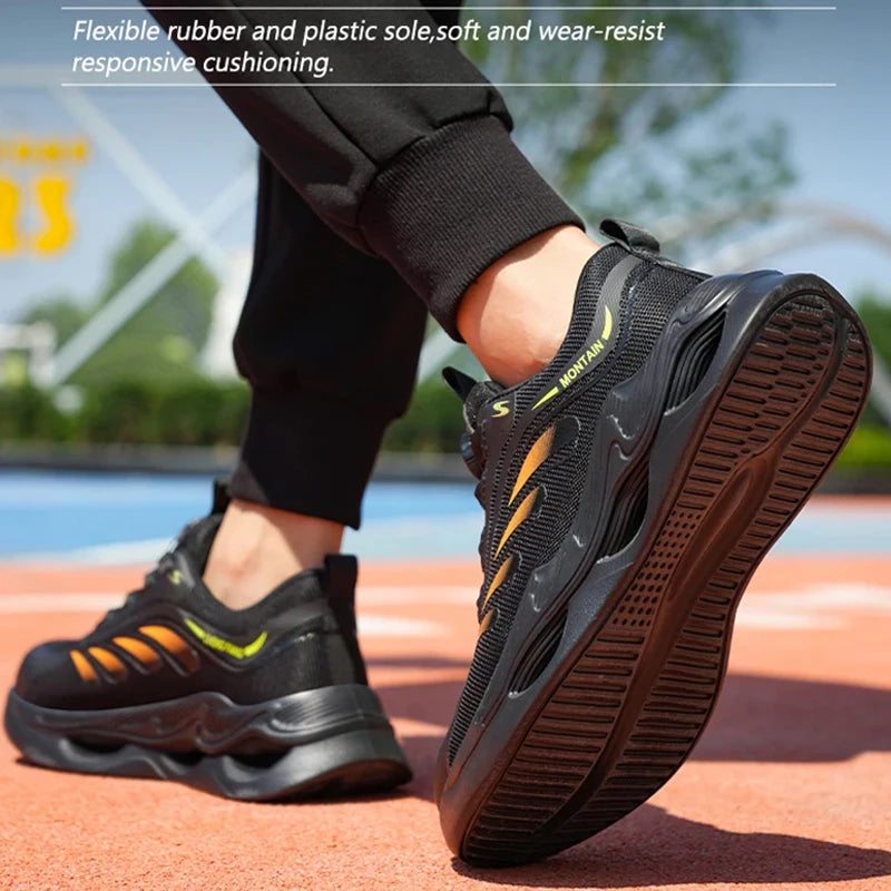 Steel Toe Work Shoes for Men Lightweight Breathable Work Sneakers  Indestructible Anti-Smash Anti-Puncture Safety Shoes Man