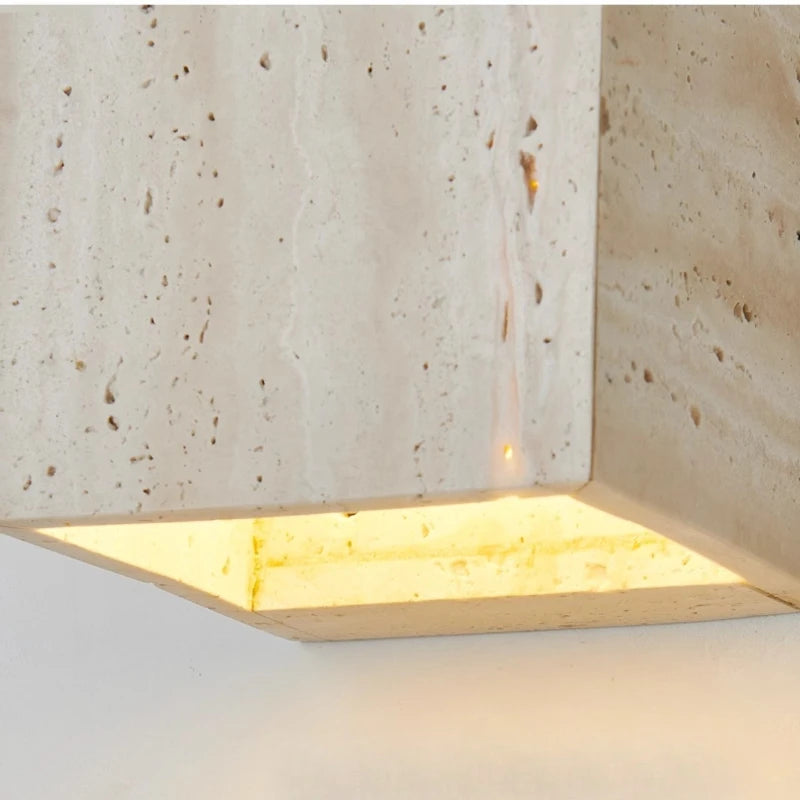 Japanese Wabi-Sabi Style Cave Stone Wall Lamp - Handcrafted Square Yellow Ambient Lighting for Corridor,Decorative Stone Light