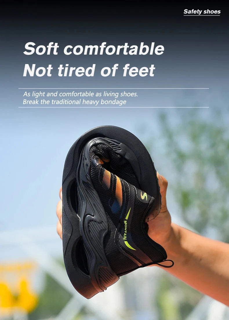 Steel Toe Work Shoes for Men Lightweight Breathable Work Sneakers  Indestructible Anti-Smash Anti-Puncture Safety Shoes Man