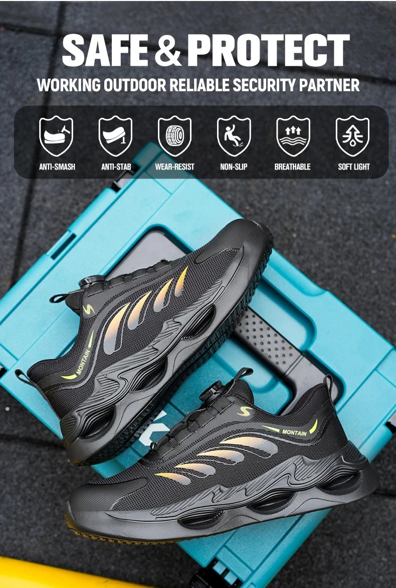 Steel Toe Work Shoes for Men Lightweight Breathable Work Sneakers  Indestructible Anti-Smash Anti-Puncture Safety Shoes Man