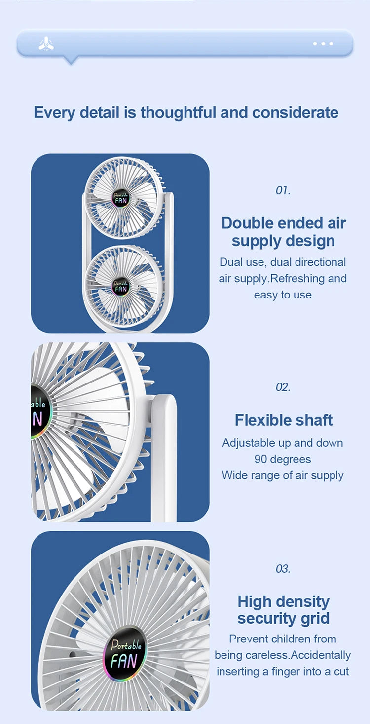 USB Charging Desktop Fan Portable