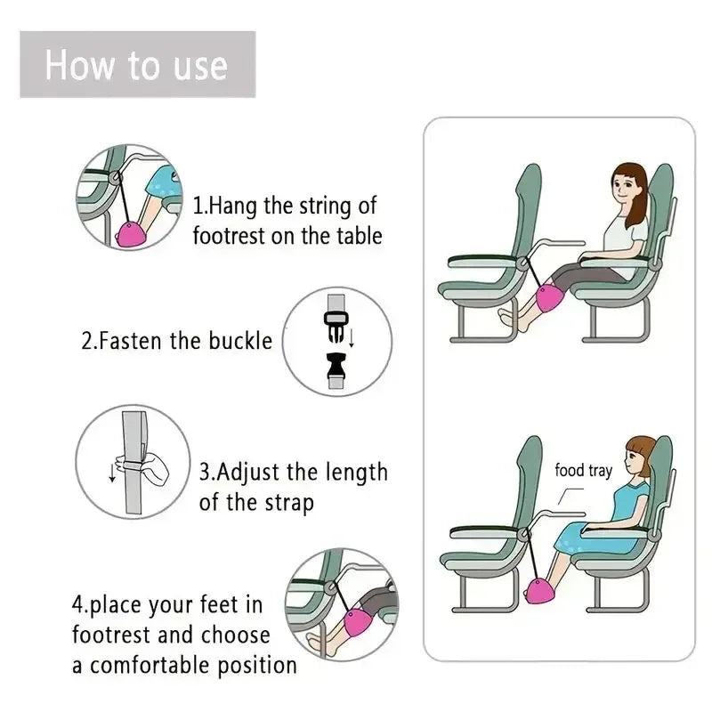 Airplane Footrest With Adjustable Strap