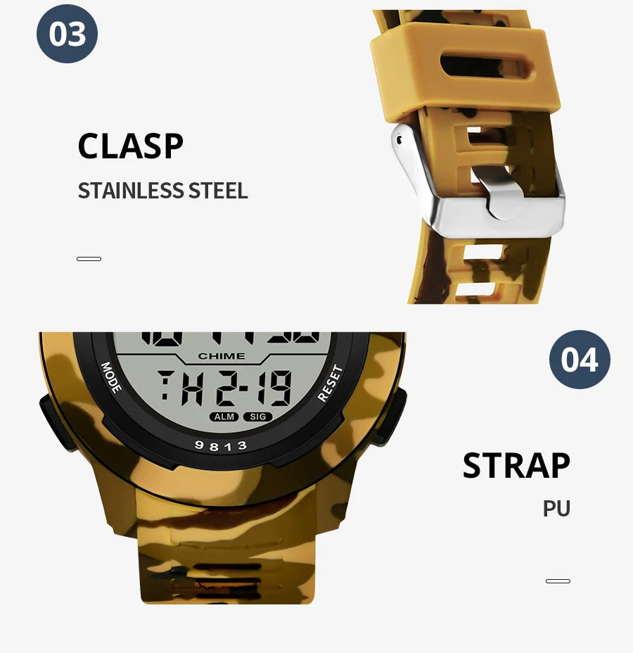 Retro Watch Men Outdoor Sports Multifunctional Waterproof Large Screen Display Luminous LED Digital For Men Fashion