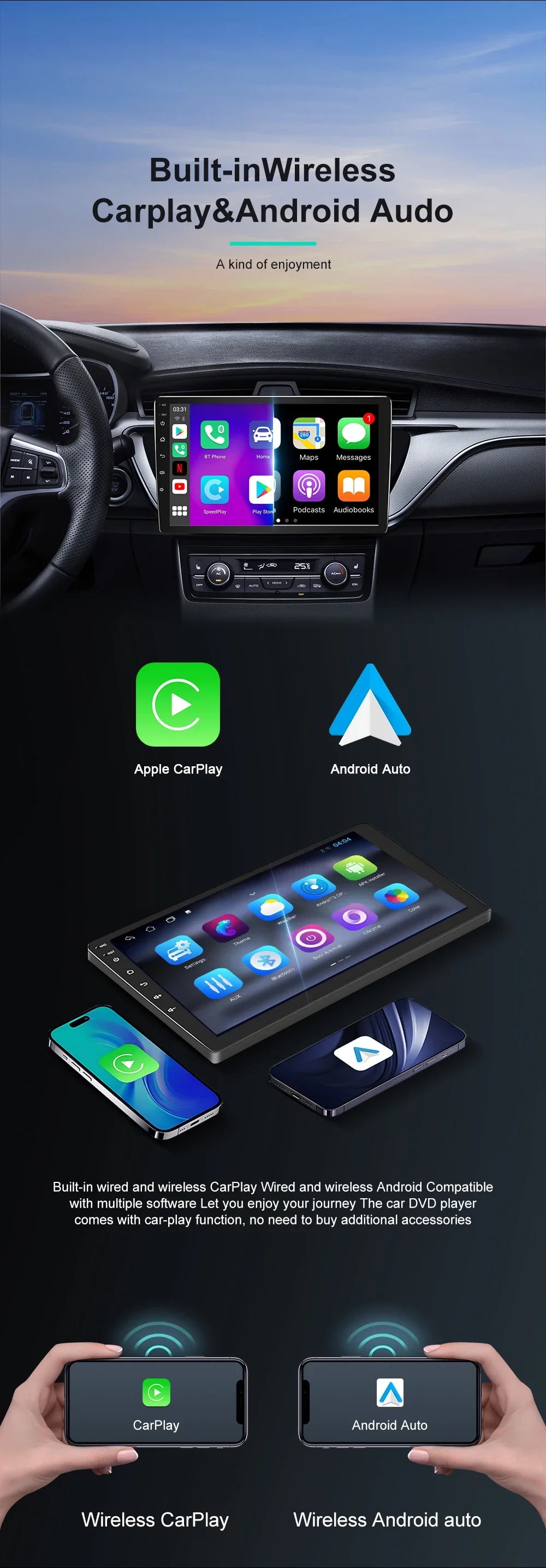 Android 14 For Jeep Compass 2 MP 2016 2017 2018 2019 Car Radio Stereo Multimedia Navigation GPS Auto Radio Player Carplay Screen