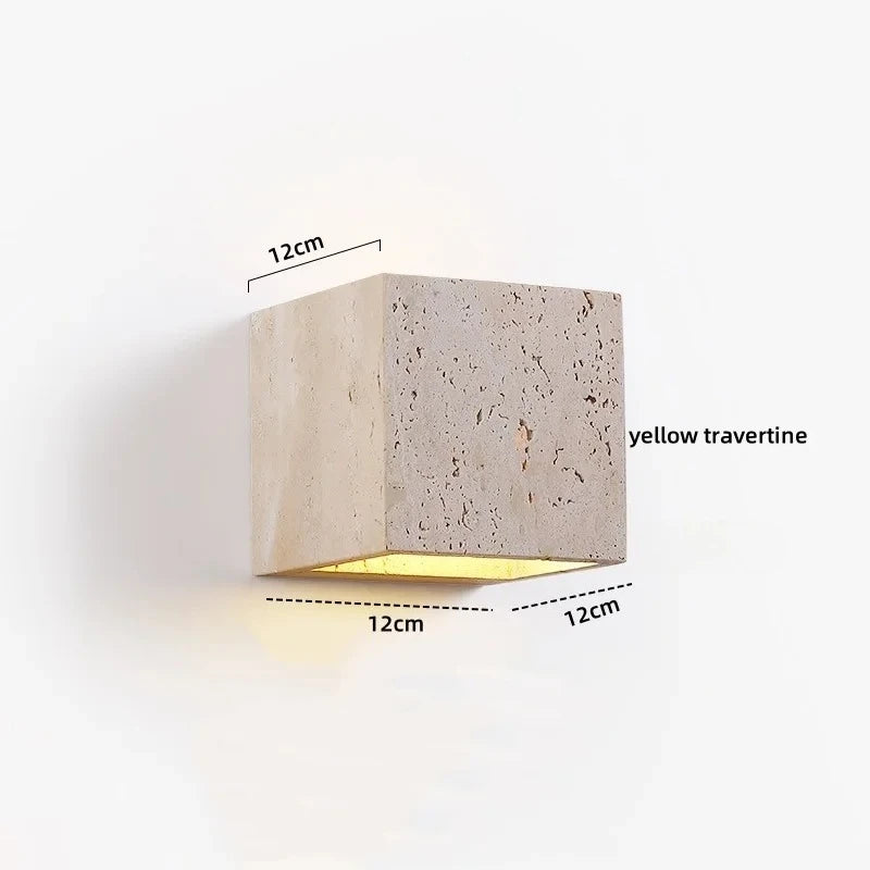 Japanese Wabi-Sabi Style Cave Stone Wall Lamp - Handcrafted Square Yellow Ambient Lighting for Corridor,Decorative Stone Light
