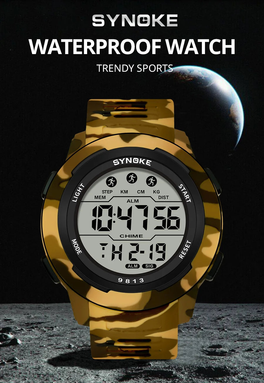 Retro Watch Men Outdoor Sports Multifunctional Waterproof Large Screen Display Luminous LED Digital For Men Fashion