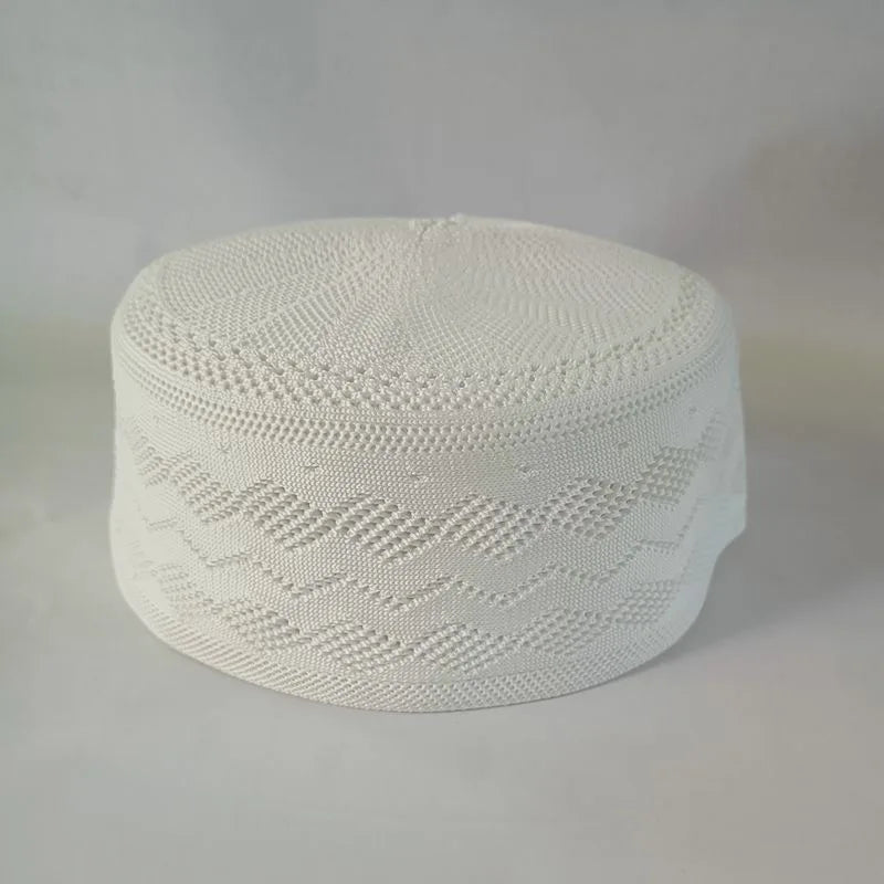 Free Shipping Muslim Caps For Men Colthing Crochet Knit Hat Turkey Kufi Islamic Kippah Jewish Turban White Cotton Mesh 0758