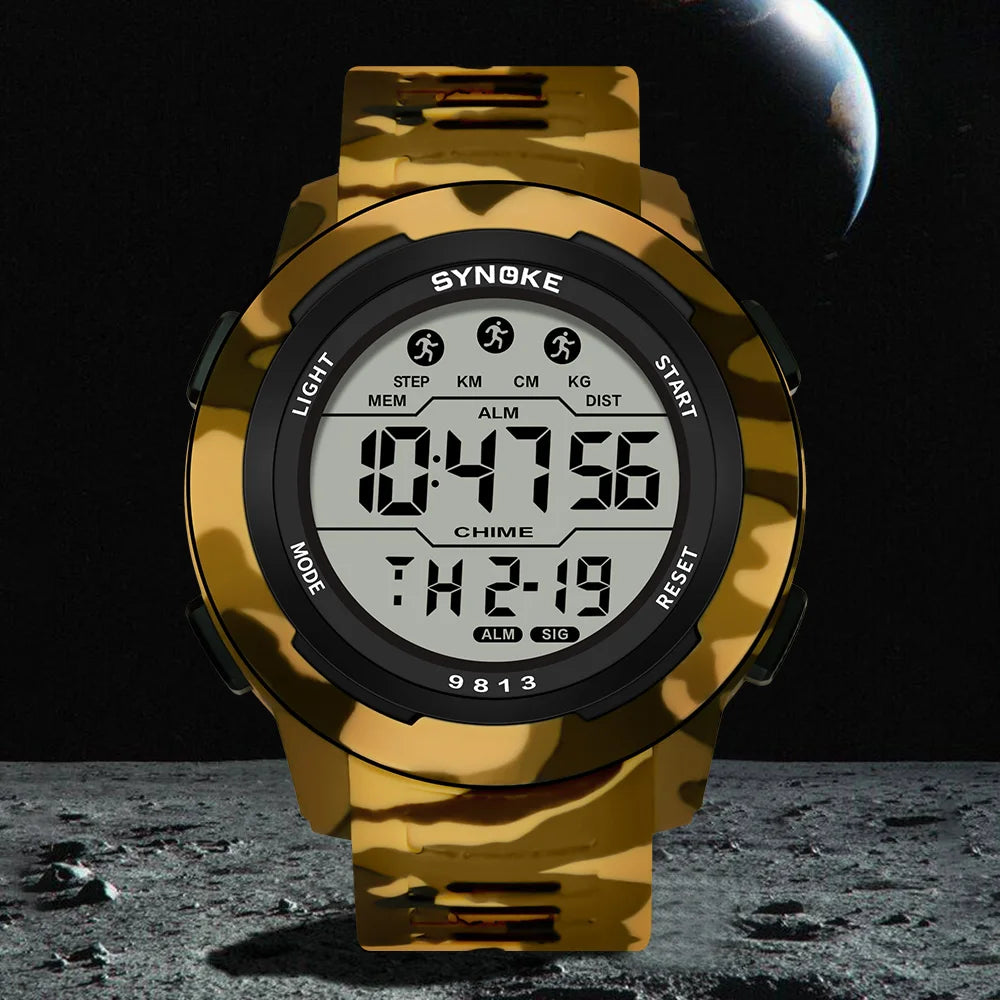 Retro Watch Men Outdoor Sports Multifunctional Waterproof Large Screen Display Luminous LED Digital For Men Fashion