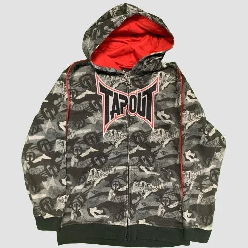Y2K Camouflage Zipper Hoodie Oversized Tops Harajuku Goth Letter Graphics Embroidered Sweatshirt  Autumn Winter Men Women