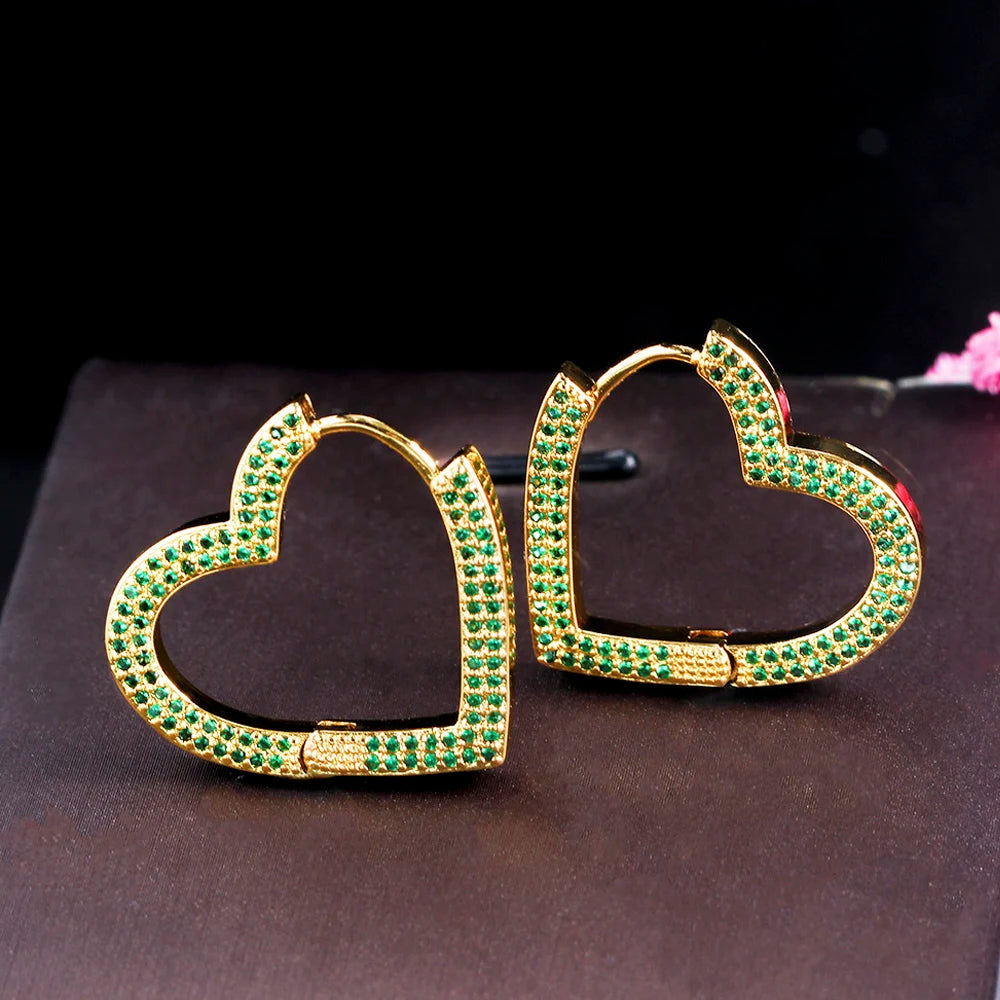 ThreeGraces Fashion Shiny Cubic Zirconia Small Simple Geometric Love Heart Hoop Earrings for Women Trendy Party Jewelry ER871