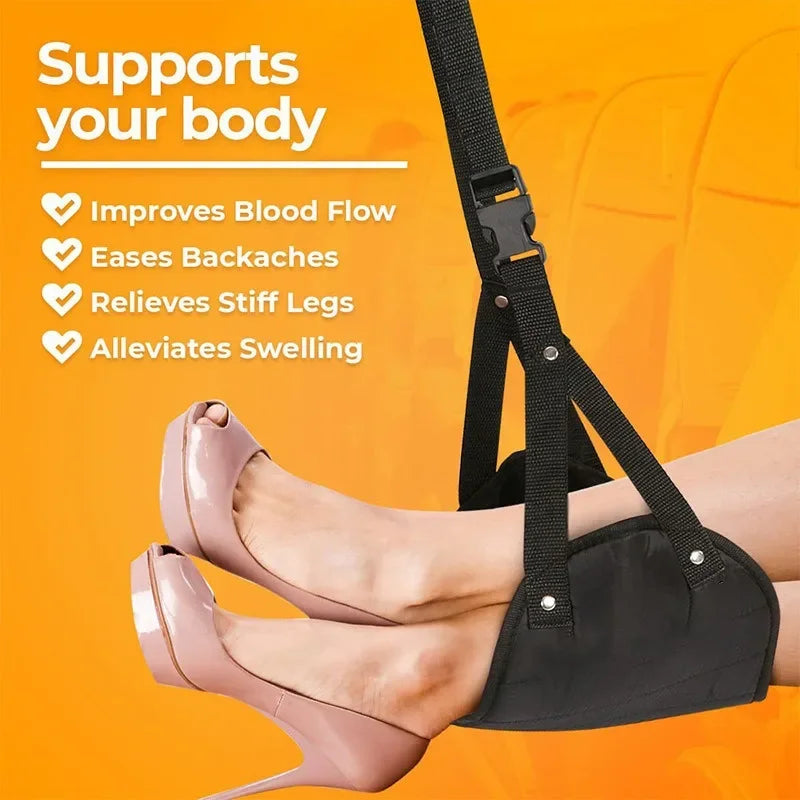 Airplane Footrest With Adjustable Strap